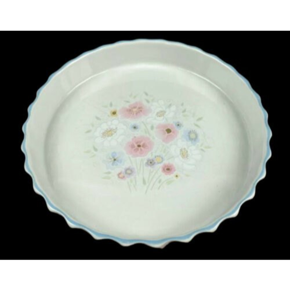 Poole Pottery “Dawn Ballet” Flan / Quiche Ceramic 7.5" Diameter Fluted Dish